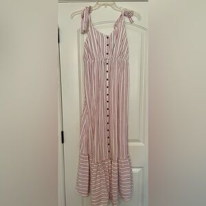 Long Maternity Dress 100% Cotton Red Striped - perfect for the Fourth of July!